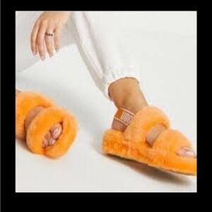UGG Vibrant Orange Fluffy Sandals